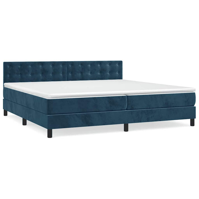 Pat box spring cu saltea, albastru închis, 200x200 cm, catifea - WALTI WALTI