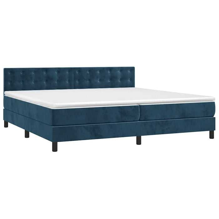 Pat box spring cu saltea, albastru închis, 200x200 cm, catifea - WALTI WALTI