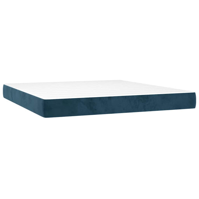 Pat box spring cu saltea, albastru închis, 200x200 cm, catifea - WALTI WALTI