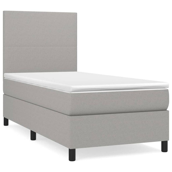 Pat box spring cu saltea, gri deschis, 80x200 cm, textil - WALTI WALTI