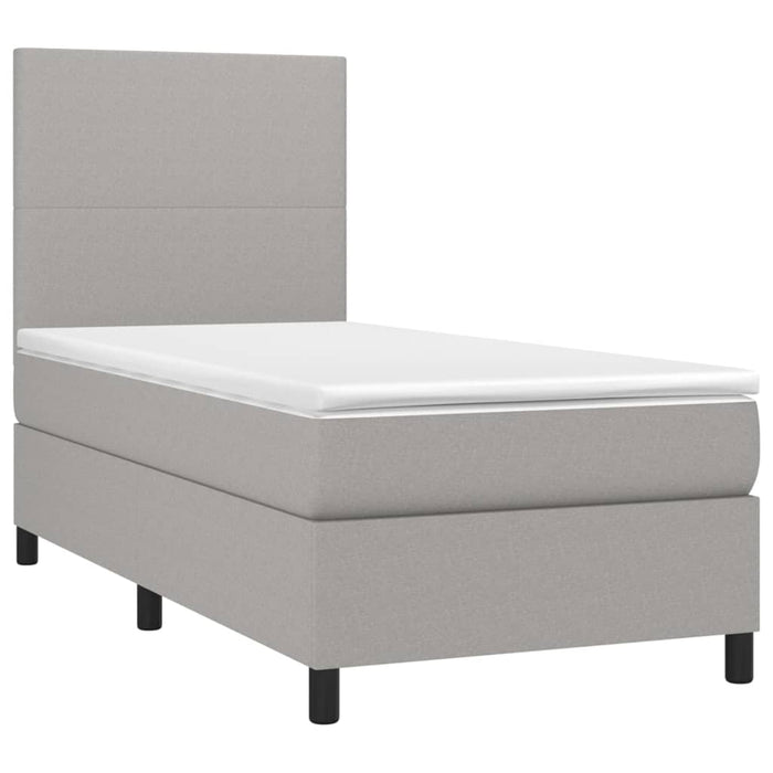 Pat box spring cu saltea, gri deschis, 80x200 cm, textil - WALTI WALTI