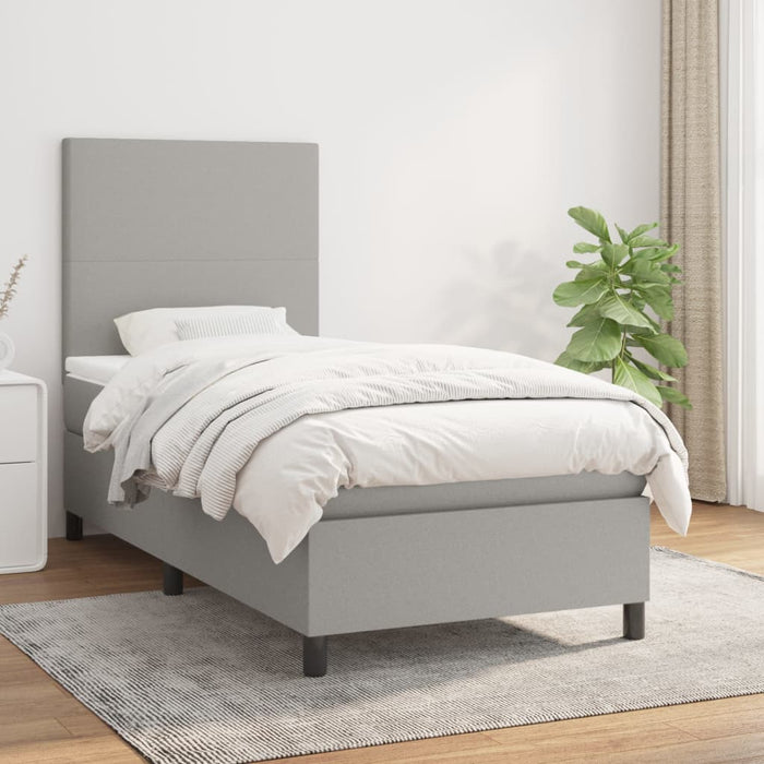 Pat box spring cu saltea, gri deschis, 80x200 cm, textil - WALTI WALTI