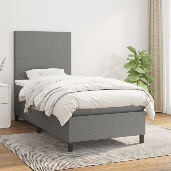 Pat box spring cu saltea, gri închis, 80x200 cm, textil - WALTI WALTI