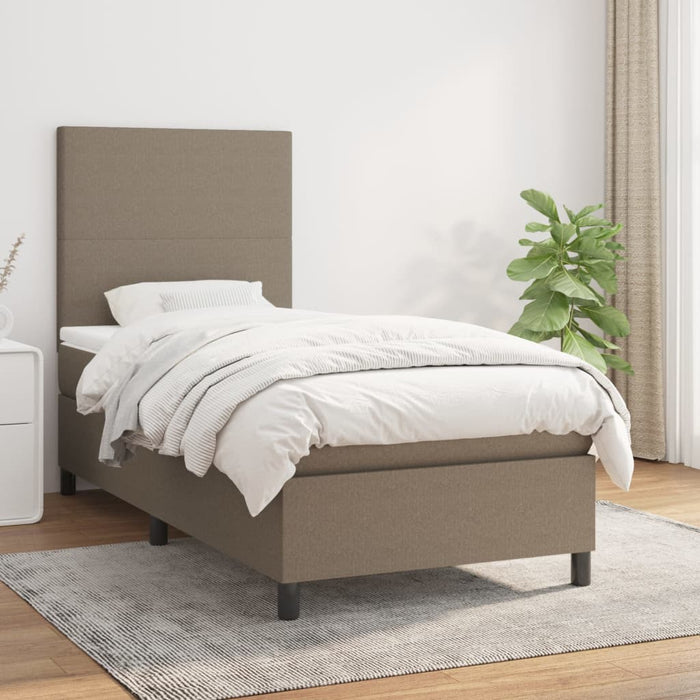 Pat box spring cu saltea, gri taupe, 80x200 cm, textil - WALTI WALTI