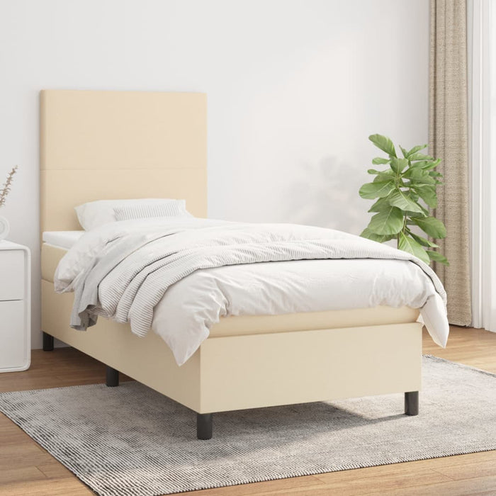 Pat box spring cu saltea, crem, 80x200 cm, textil - WALTI WALTI