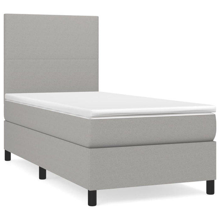 Pat box spring cu saltea, gri deschis, 90x190 cm, textil - WALTI WALTI