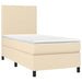 Pat box spring cu saltea, crem, 90x190 cm, textil - WALTI WALTI