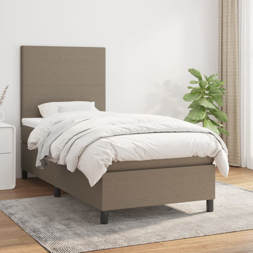 Pat box spring cu saltea, gri taupe, 100x200 cm, textil - WALTI WALTI
