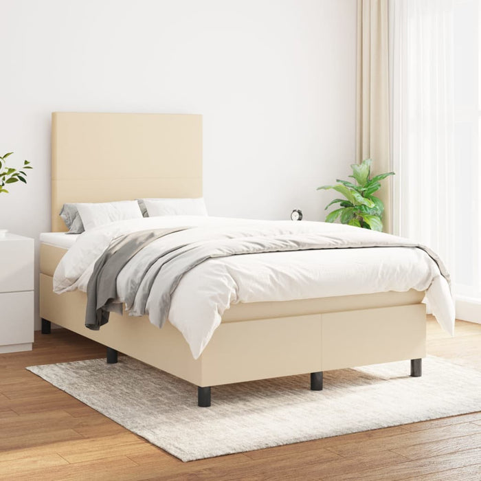 Pat box spring cu saltea, crem, 120x200 cm, textil - WALTI WALTI