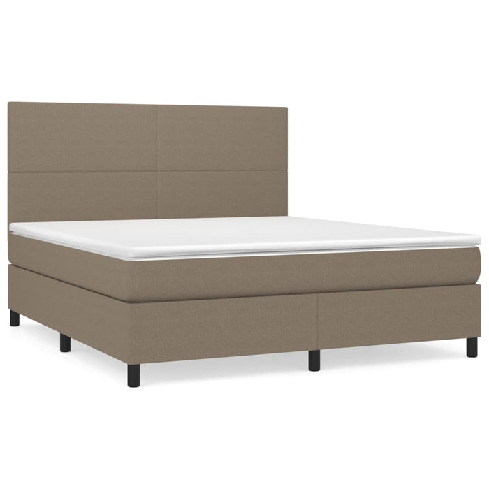 Pat box spring cu saltea, gri taupe, 160x200 cm material textil - WALTI WALTI