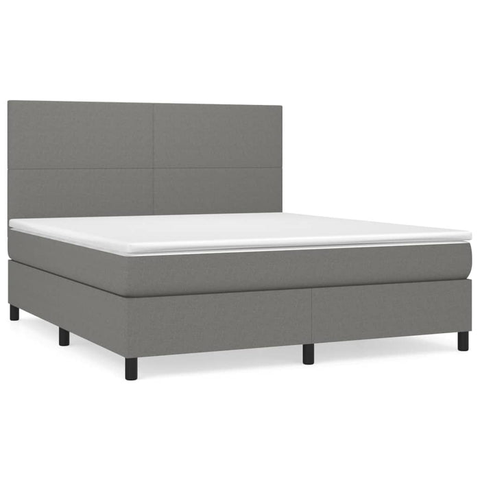 Pat box spring cu saltea, gri închis, 180x200 cm, textil - WALTI WALTI