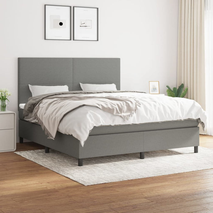 Pat box spring cu saltea, gri închis, 180x200 cm, textil - WALTI WALTI