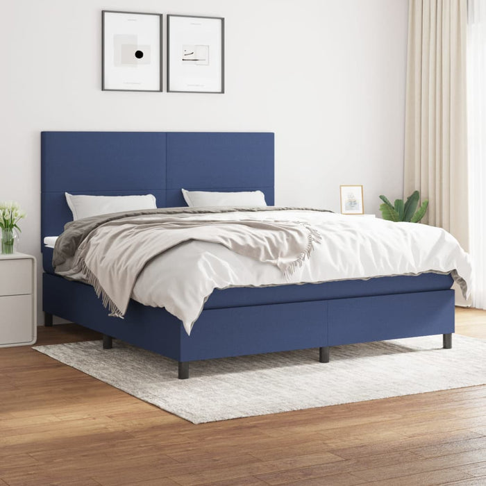 Pat box spring cu saltea, albastru, 180x200 cm, material textil - WALTI WALTI