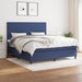 Pat box spring cu saltea, albastru, 180x200 cm, material textil - WALTI WALTI