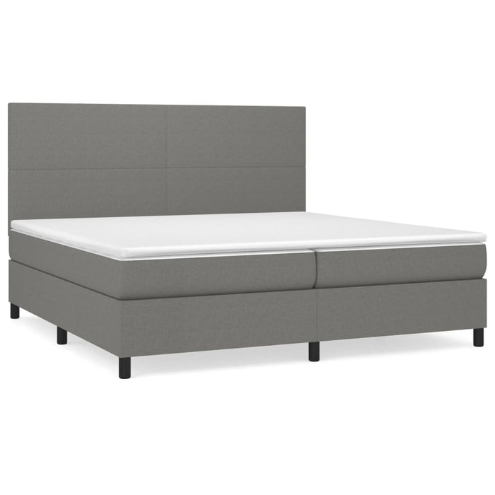 Pat box spring cu saltea, gri închis, 200x200 cm, textil - WALTI WALTI