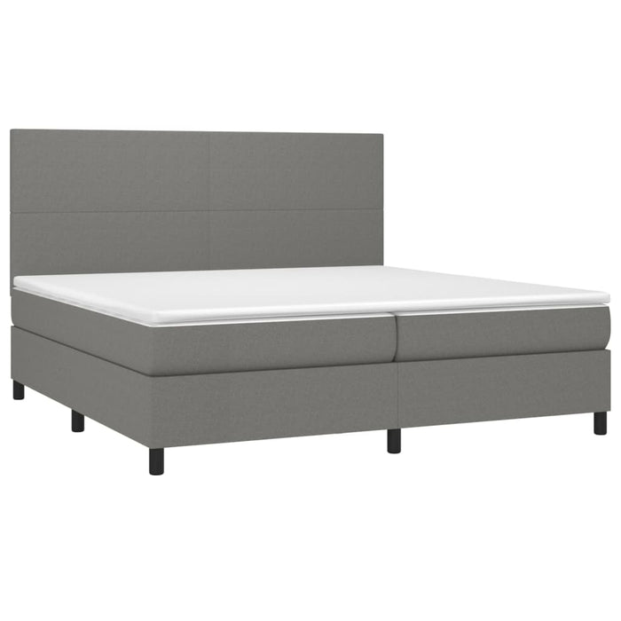 Pat box spring cu saltea, gri închis, 200x200 cm, textil - WALTI WALTI