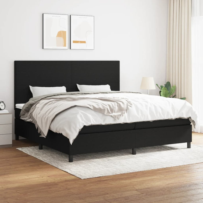 Pat box spring cu saltea, negru, 200x200 cm, textil - WALTI WALTI
