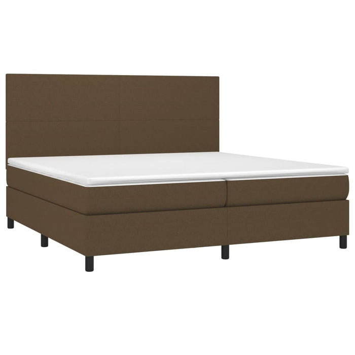 Pat box spring cu saltea, maro închis, 200x200 cm, textil WALTI