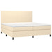 Pat box spring cu saltea, crem, 200x200 cm, textil - WALTI WALTI