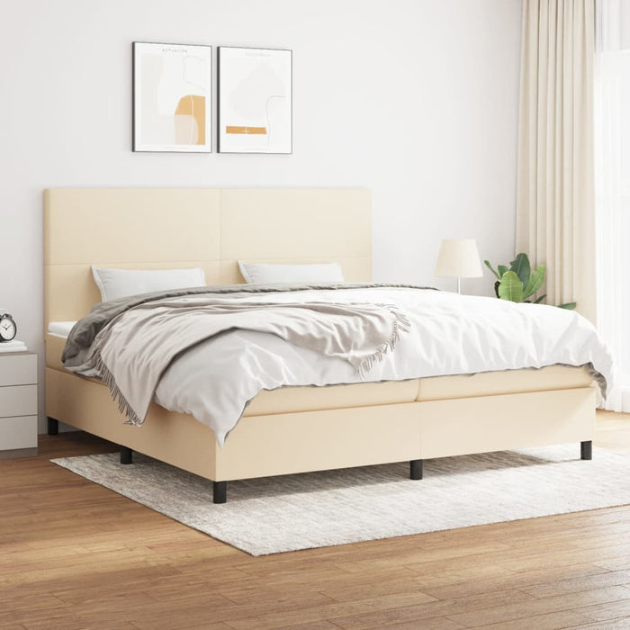 Pat box spring cu saltea, crem, 200x200 cm, textil - WALTI WALTI