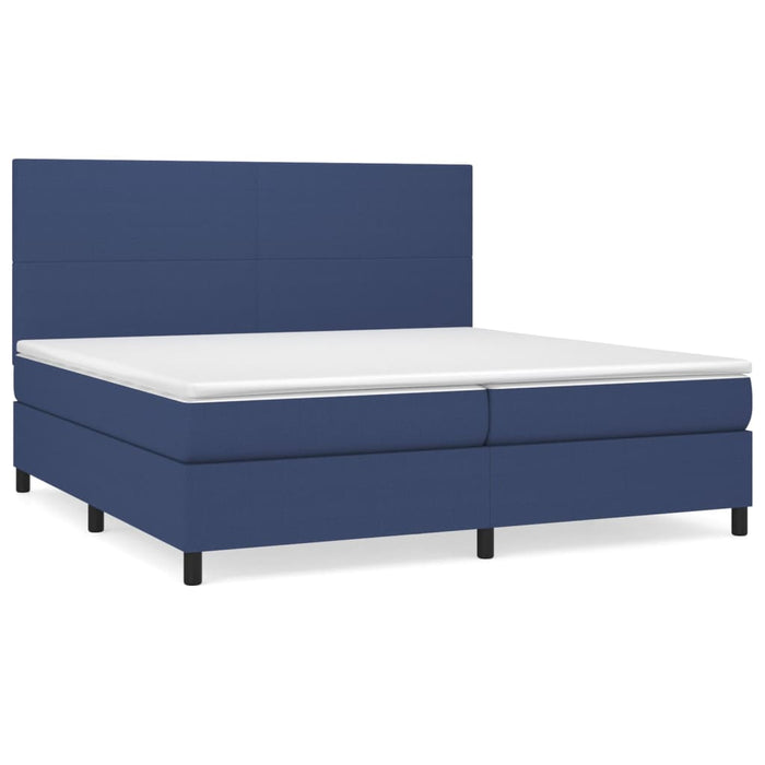 Pat box spring cu saltea, albastru, 200x200 cm, textil - WALTI WALTI