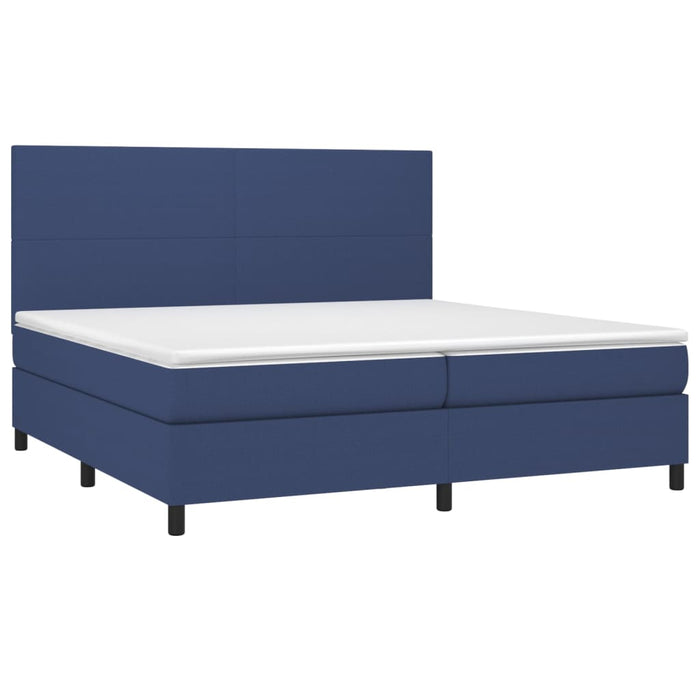 Pat box spring cu saltea, albastru, 200x200 cm, textil - WALTI WALTI