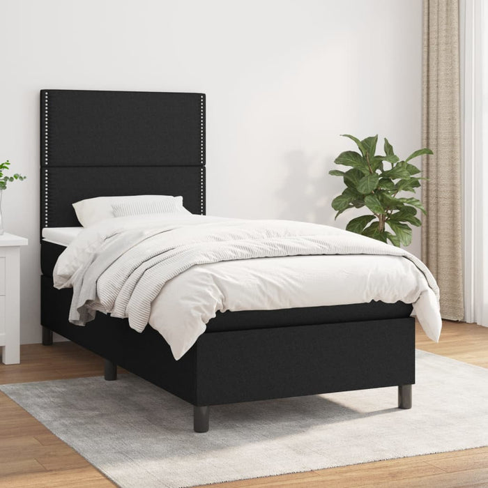 Pat box spring cu saltea, negru, 80x200 cm, textil - WALTI WALTI