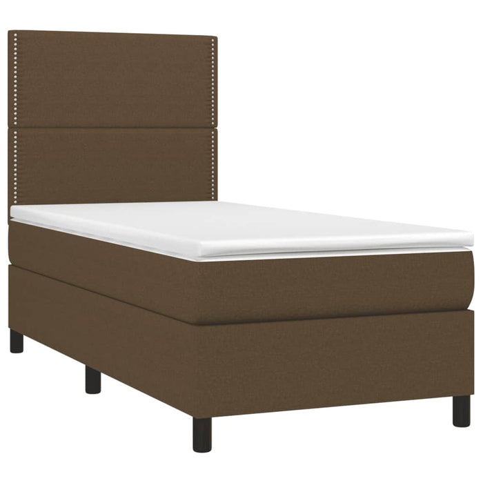 Pat box spring cu saltea, maro închis, 90x190 cm, textil WALTI