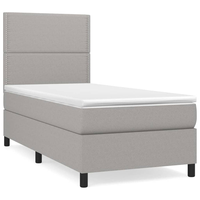Pat box spring cu saltea, gri deschis, 90x200 cm, textil - WALTI WALTI