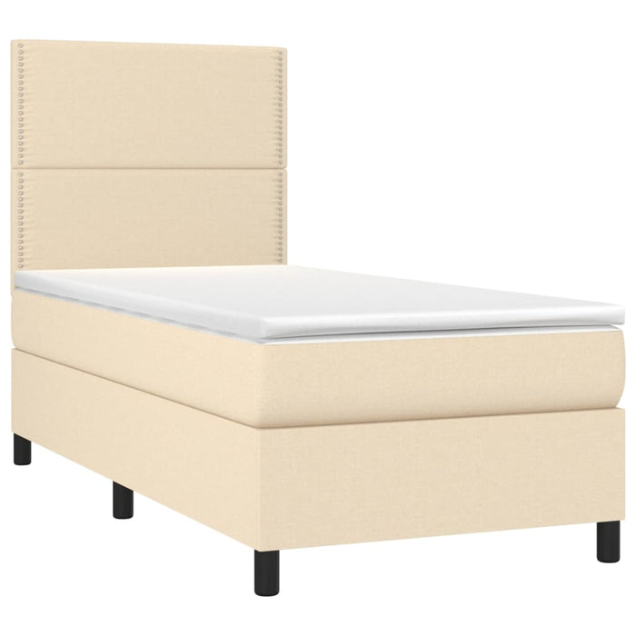 Pat box spring cu saltea, crem, 90x200 cm, textil - WALTI WALTI