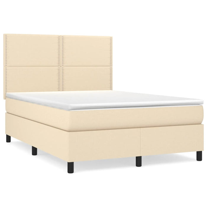 Pat box spring cu saltea, crem, 140x200 cm, textil - WALTI WALTI