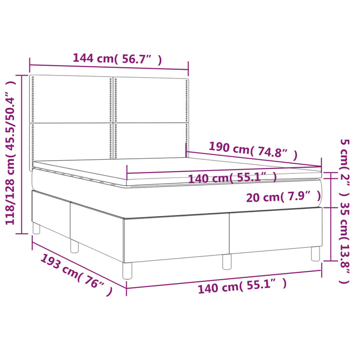 Pat box spring cu saltea, crem, 140x200 cm, textil - WALTI WALTI