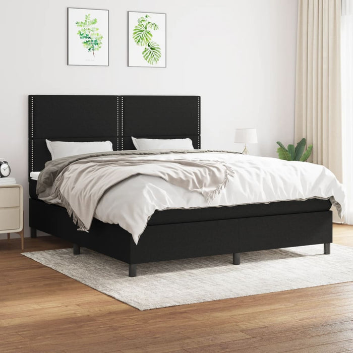 Pat box spring cu saltea, negru, 180x200 cm, catifea - WALTI WALTI
