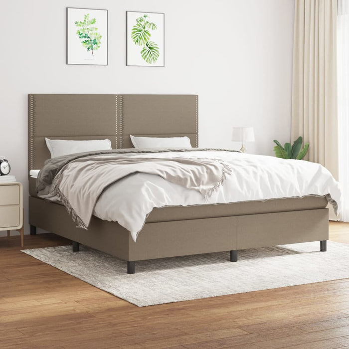 Pat continental cu saltea, gri taupe, 180x200 cm, textil - WALTI WALTI