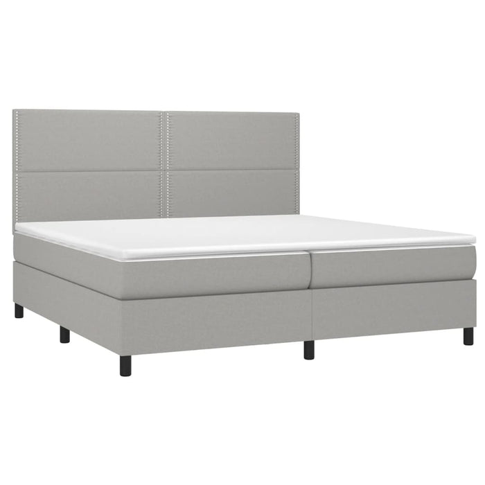 Pat box spring cu saltea, gri deschis, 200x200 cm, textil - WALTI WALTI