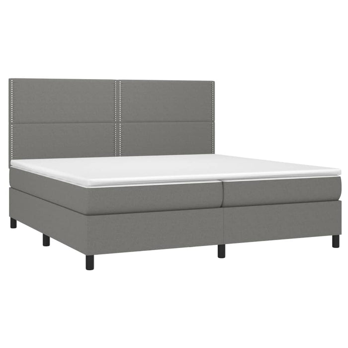 Pat box spring cu saltea, gri închis, 200x200 cm, textil - WALTI WALTI