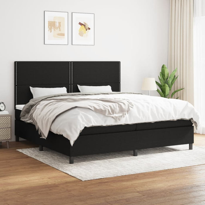 Pat box spring cu saltea, negru, 200x200 cm, textil - WALTI WALTI