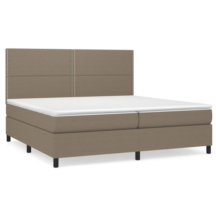 Pat box spring cu saltea, gri taupe, 200x200 cm, textil - WALTI WALTI