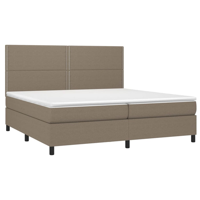 Pat box spring cu saltea, gri taupe, 200x200 cm, textil - WALTI WALTI