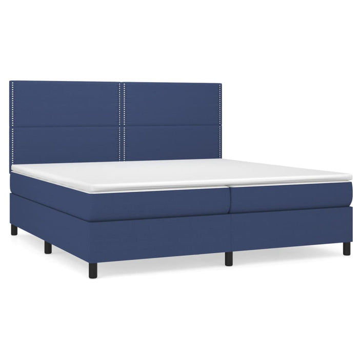 Pat box spring cu saltea, albastru, 200x200 cm, textil - WALTI WALTI