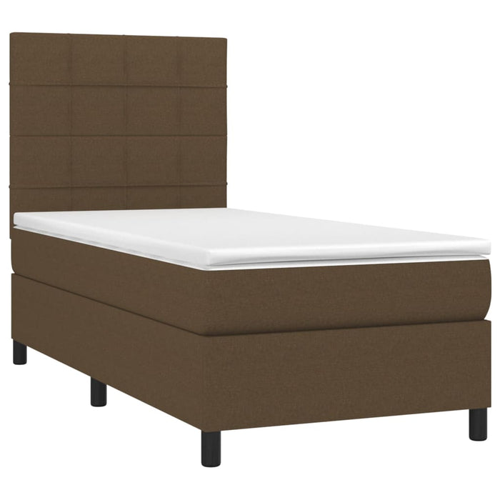 Pat box spring cu saltea, maro închis, 80x200 cm, textil WALTI