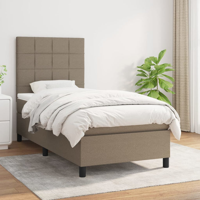 Pat box spring cu saltea, gri taupe, 80x200 cm, textil - WALTI WALTI