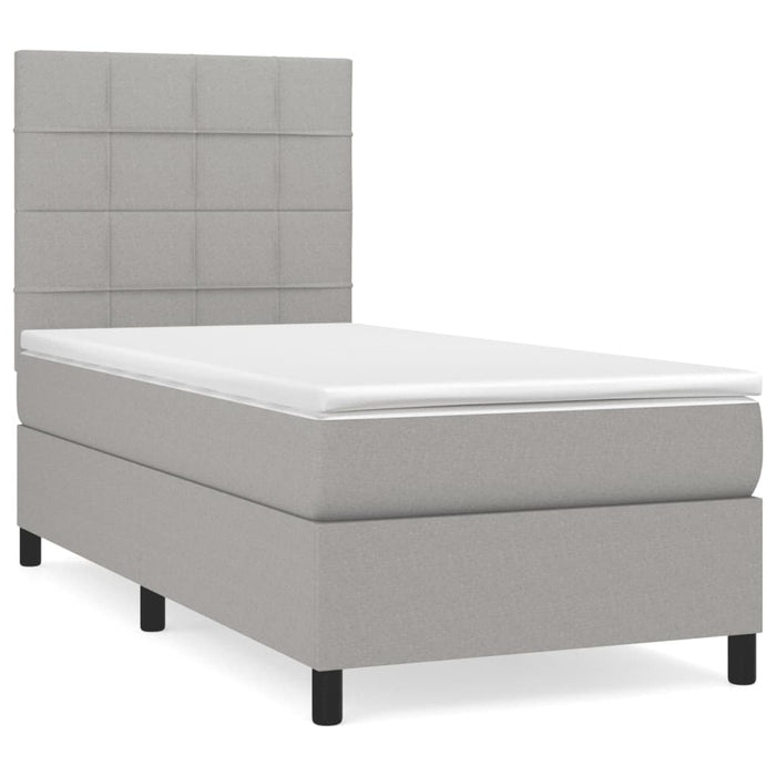 Pat box spring cu saltea, gri deschis, 90x190 cm, textil - WALTI WALTI