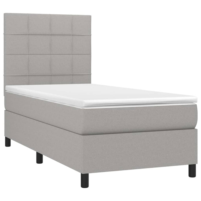 Pat box spring cu saltea, gri deschis, 90x190 cm, textil - WALTI WALTI
