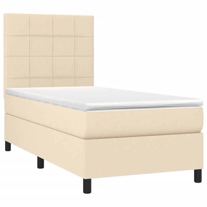 Pat box spring cu saltea, crem, 90x190 cm, textil - WALTI WALTI