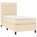 Pat box spring cu saltea, crem, 90x190 cm, textil - WALTI WALTI