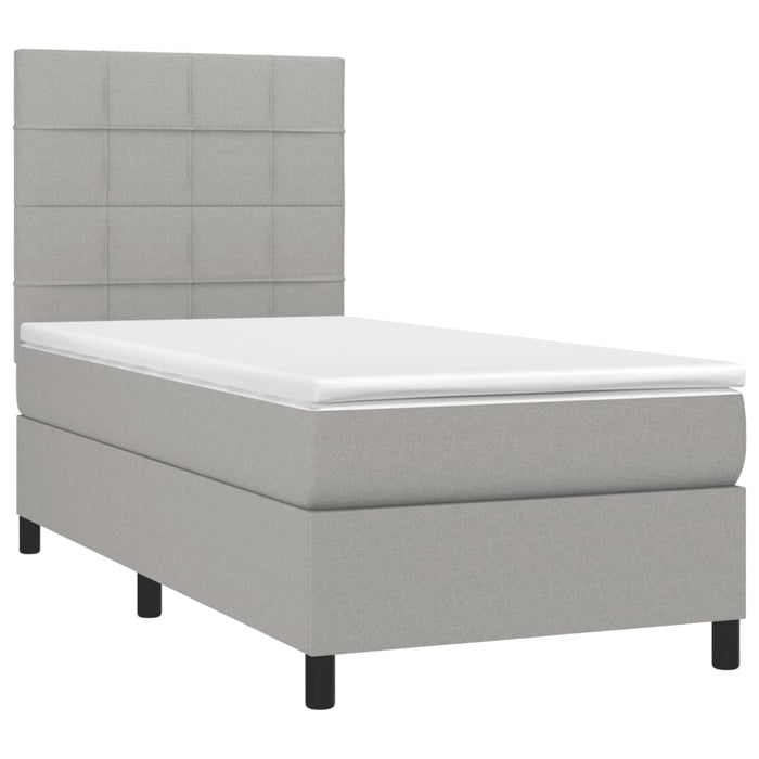 Pat box spring cu saltea, gri deschis, 90x200 cm, textil - WALTI WALTI