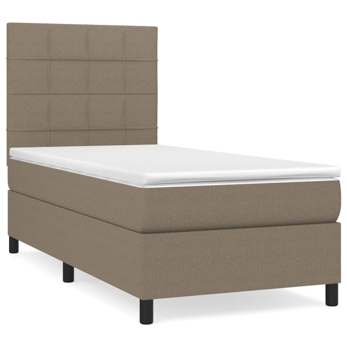 Pat box spring cu saltea, gri taupe, 90x200 cm, textil - WALTI WALTI