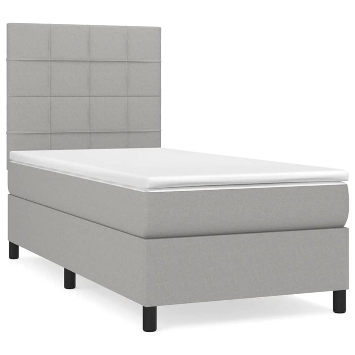 Pat box spring cu saltea, gri deschis, 100x200 cm, textil - WALTI WALTI