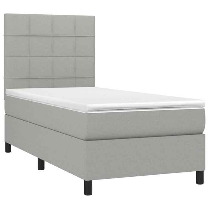 Pat box spring cu saltea, gri deschis, 100x200 cm, textil - WALTI WALTI